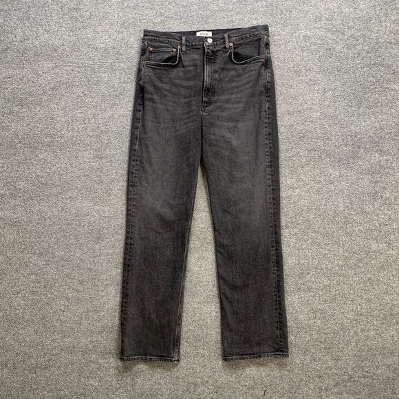 Agolde Jeans Womens 30 Faded Black Denim High Rise Stovepipe Straight Zip Fly - Picture 2 of 10